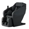 Panasonic MAN2 Black Massage Chair Upright 315 Angled Front Right Panasonic MAN2 black 5D A.I. massage chair in an upright position, viewed from a 315-degree front-right angle.