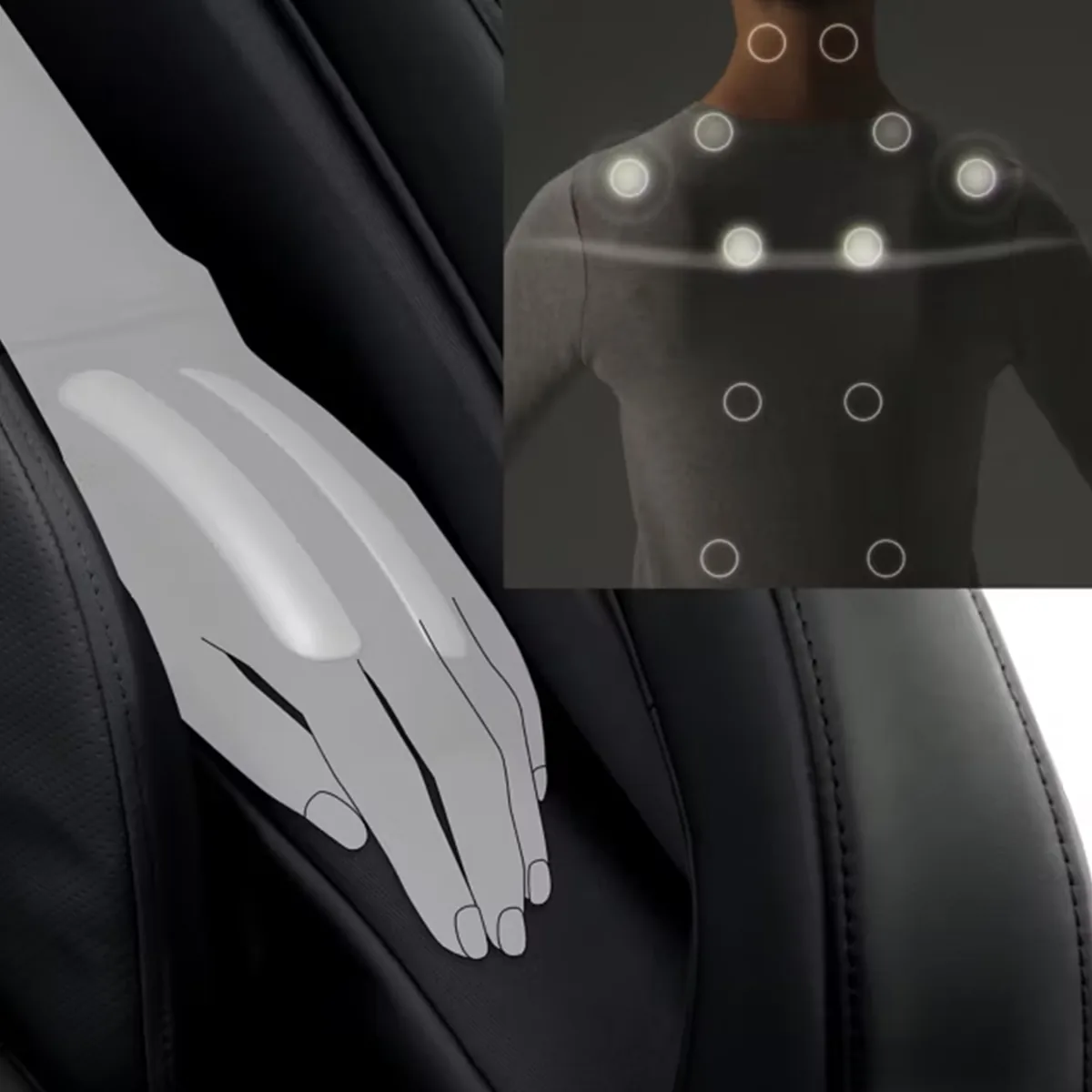 Panasonic MAN2 massage chair feature: A.I. Tension Sensing and Massage Customization.